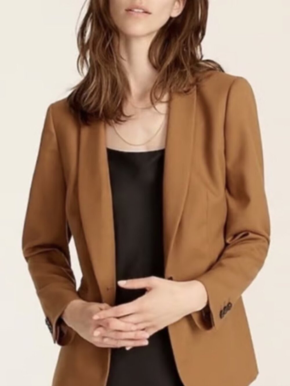 J.Crew Camel Shawl Collar Blazer Size 2 Tailored One Button Career Jacket - Picture 2 of 12